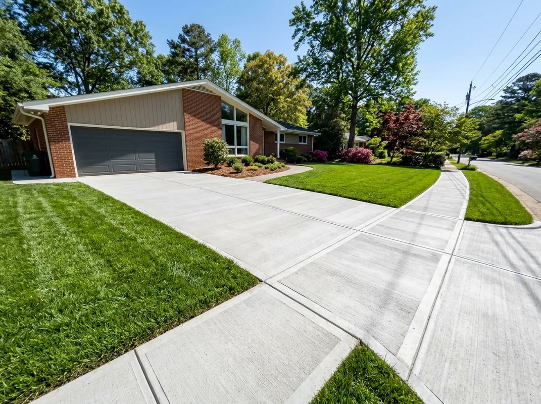 Concrete walkway with an even slope and clean finish