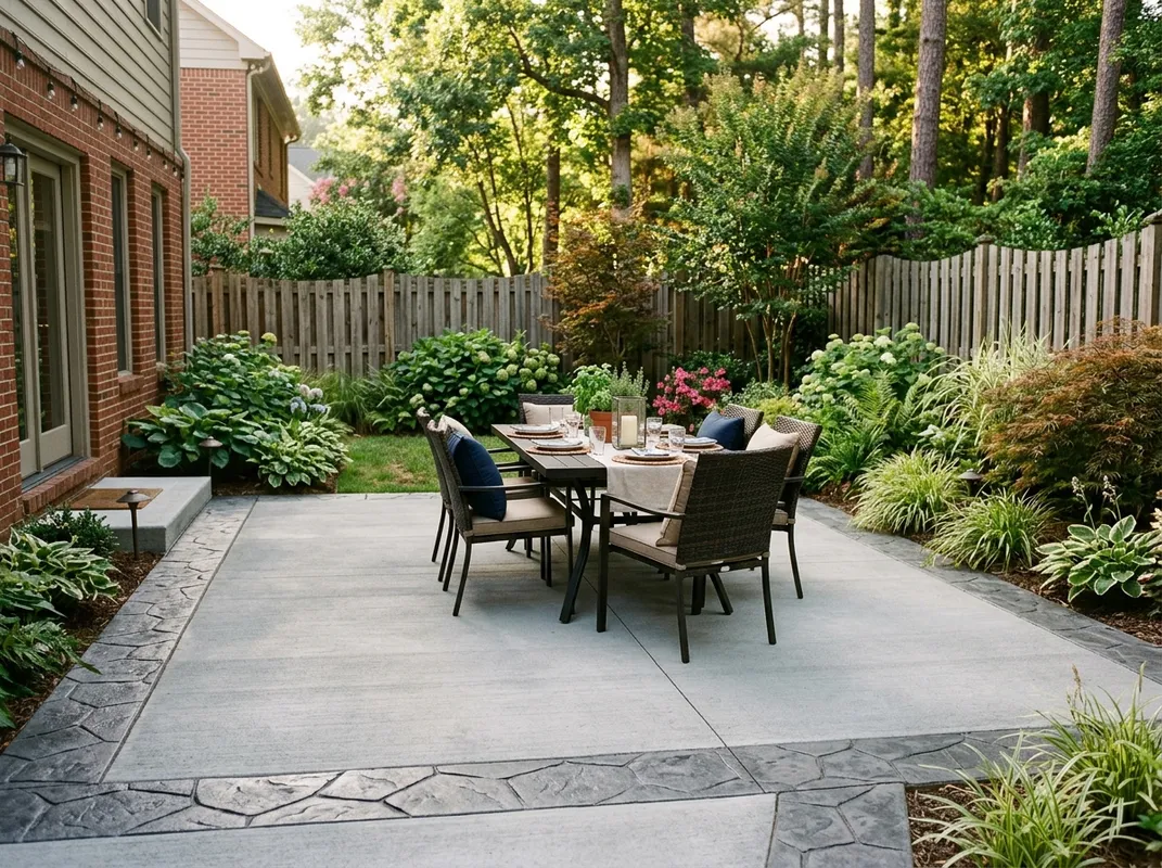 Concrete patio creating an outdoor living space in the Triangle