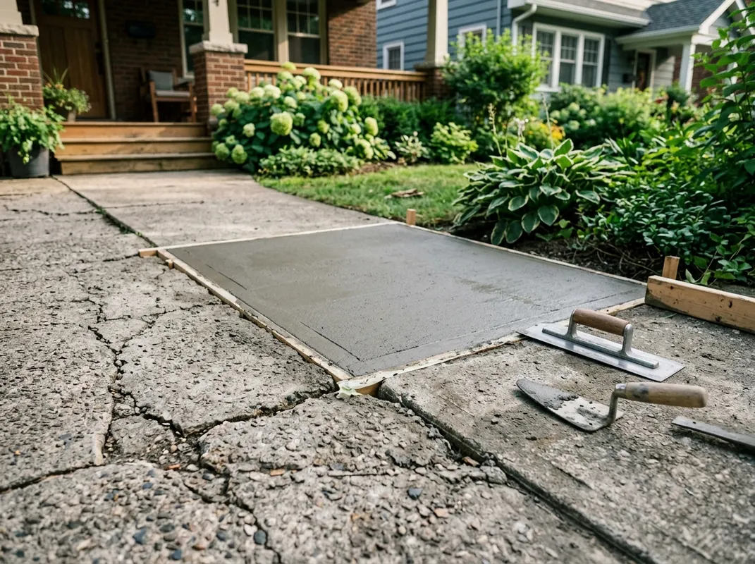 Concrete repair and resurfacing of a cracked surface